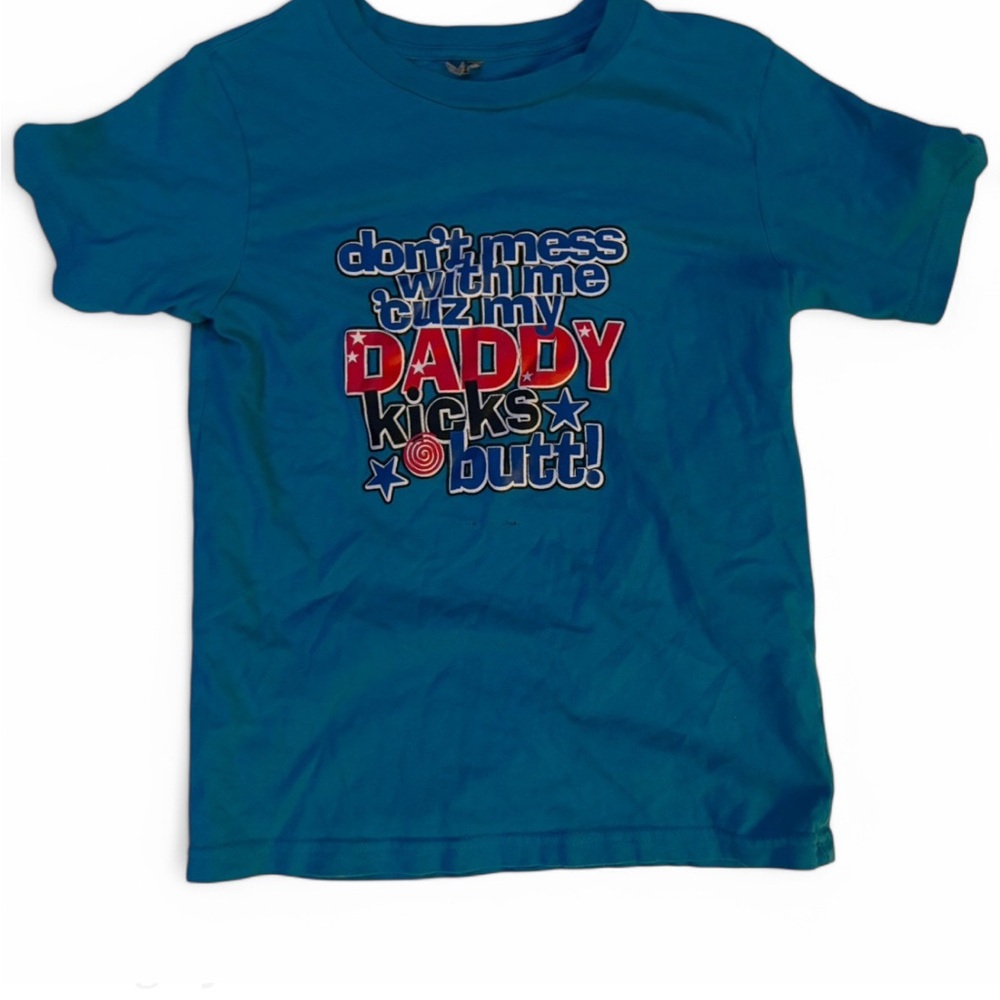 Blue Short Sleeve Tee with Vintage Graphic